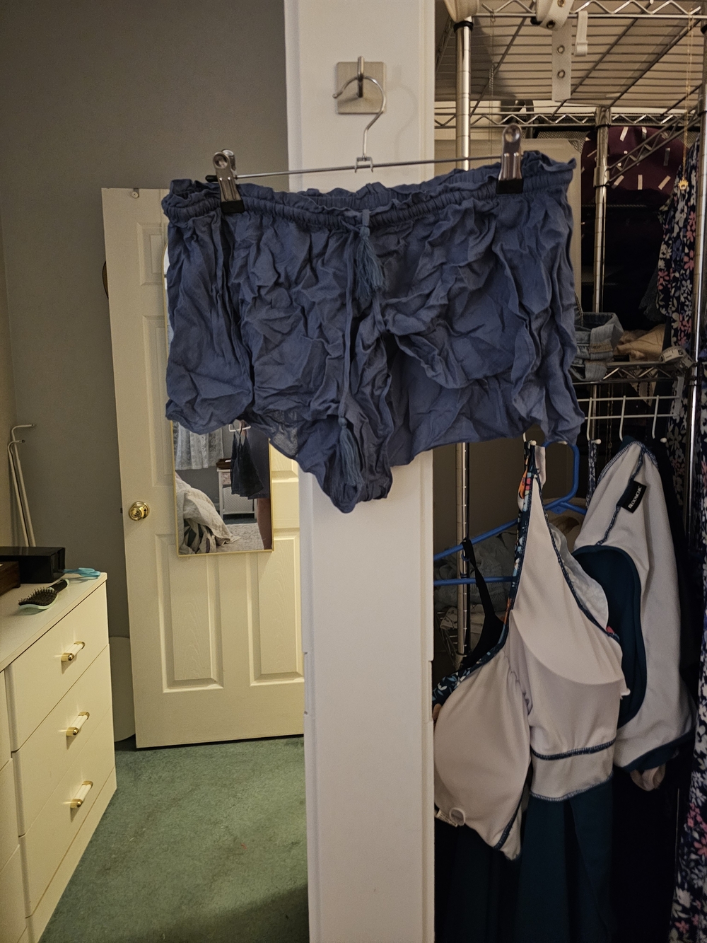 Women's Blue Drawstring Lounge Sleep Set